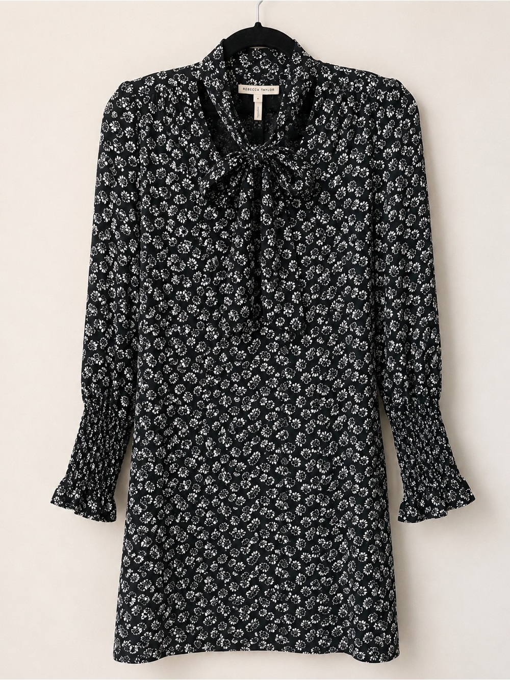 Rebecca Taylor Rue Silk Floral Tie Neck Dress 4